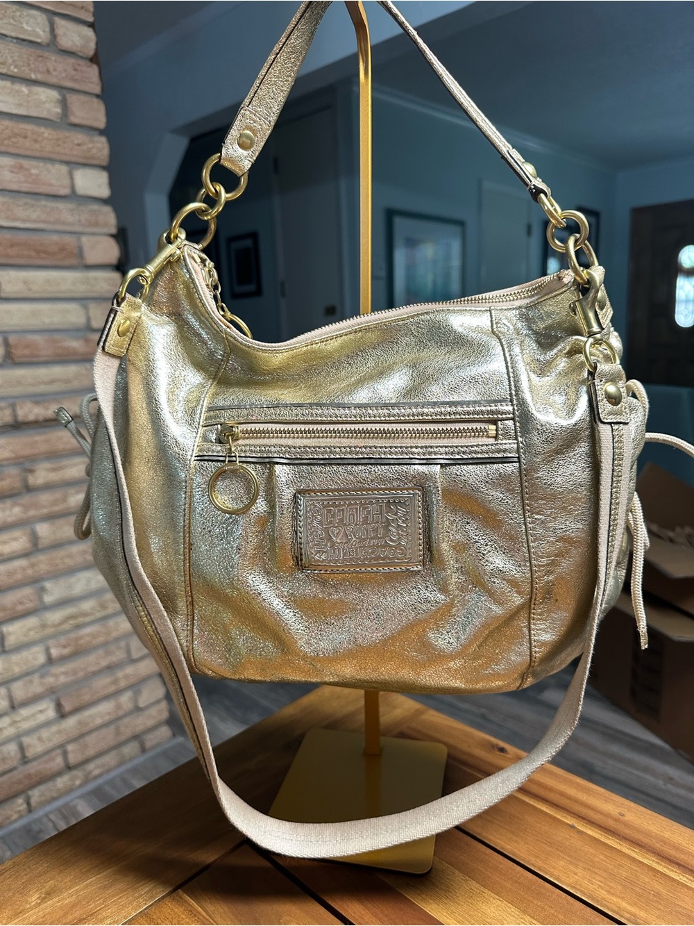Coach Metallic Gold Poppy Jazzy Hobo Bag